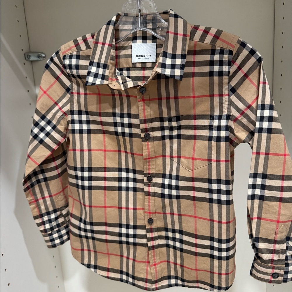 Burberry Beige and Black Checkered Shirt